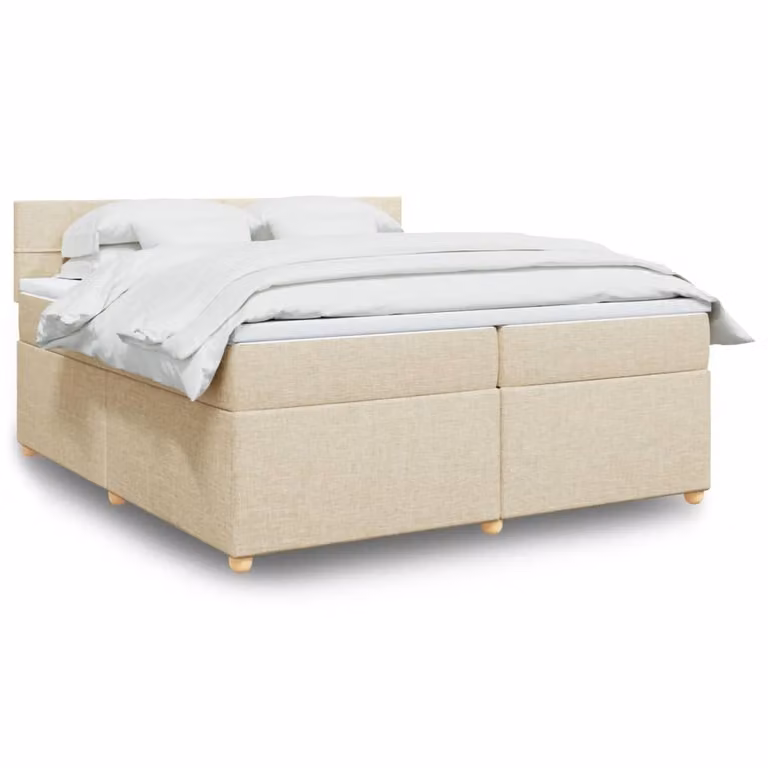 Maison Exclusive - Giroletto a Molle con Materasso Crema 200x200 cm in Tessuto