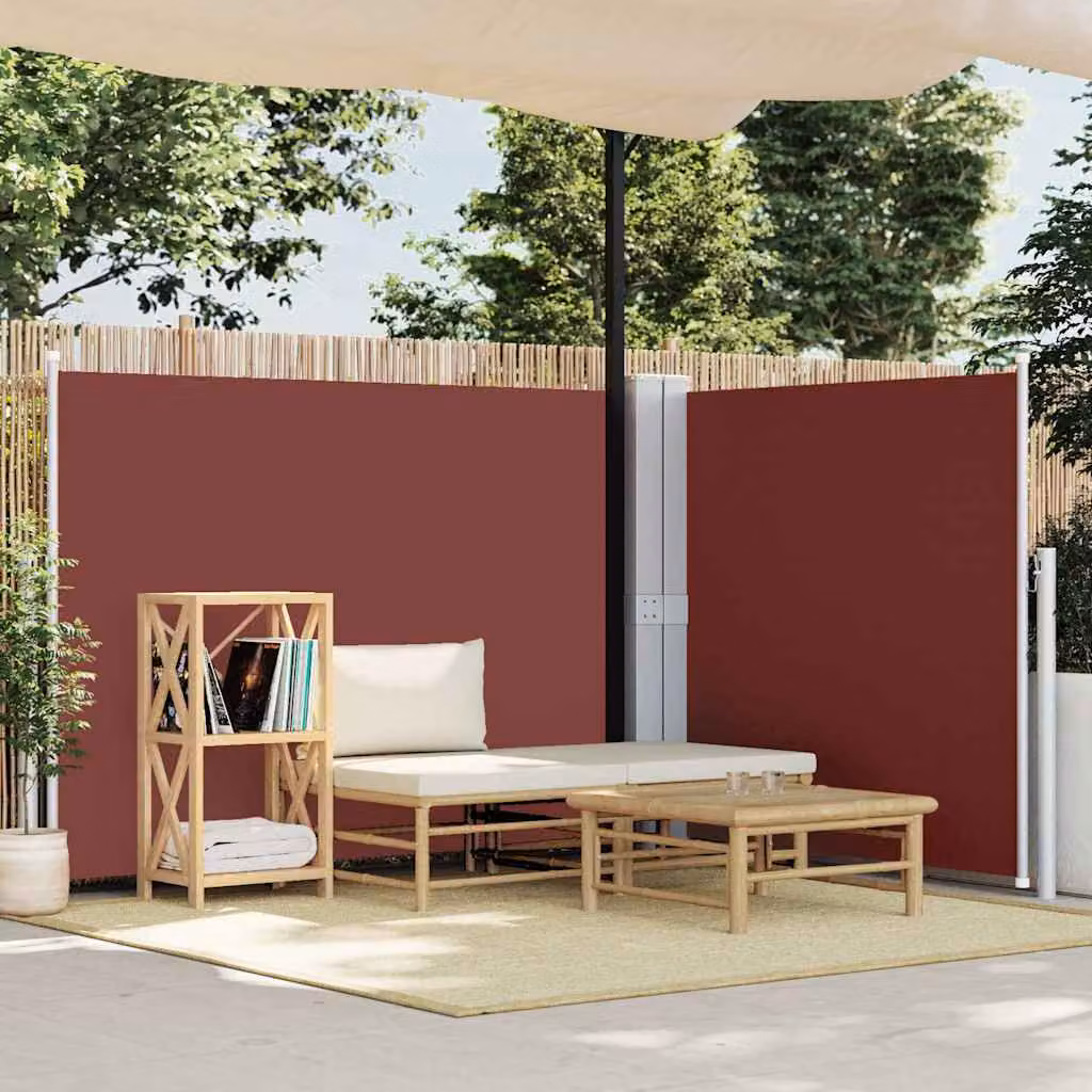 Tenda Laterale Retrattile vidaXL Marrone in Poliestere e Acciaio L: 1000 cm, H: 140 cm