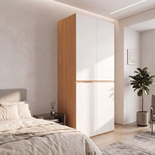 Armadio guardaroba con barra appendiabiti e cassetto portagioie; 90 x 50 x 200 cm; bianco