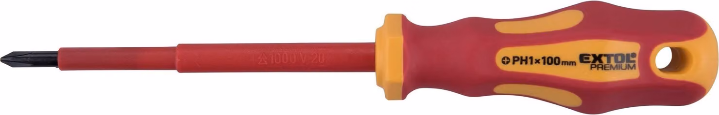 Cacciavite per elettricisti, PH1x100mm, VDE, CrV EXTOL-PREMIUM