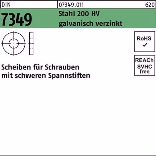 Reyher 7349 Rondelle 8,4 x21x 4,0 zincate (500 pezzi)