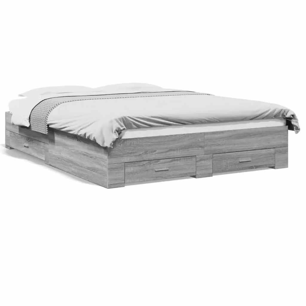 vidaXL Giroletto con Cassetti Grigio in Legno Multistrato L/P/H: 150 x 200 cm – 2