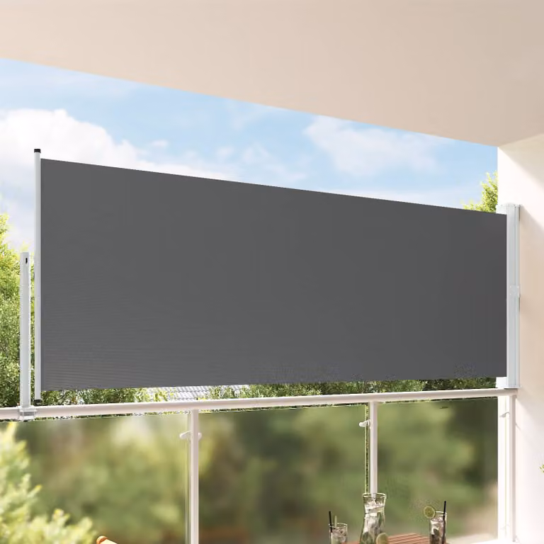 Tenda laterale vidaXL in poliestere e acciaio, colore antracite/grigio, L: 300 cm, H: 140 cm