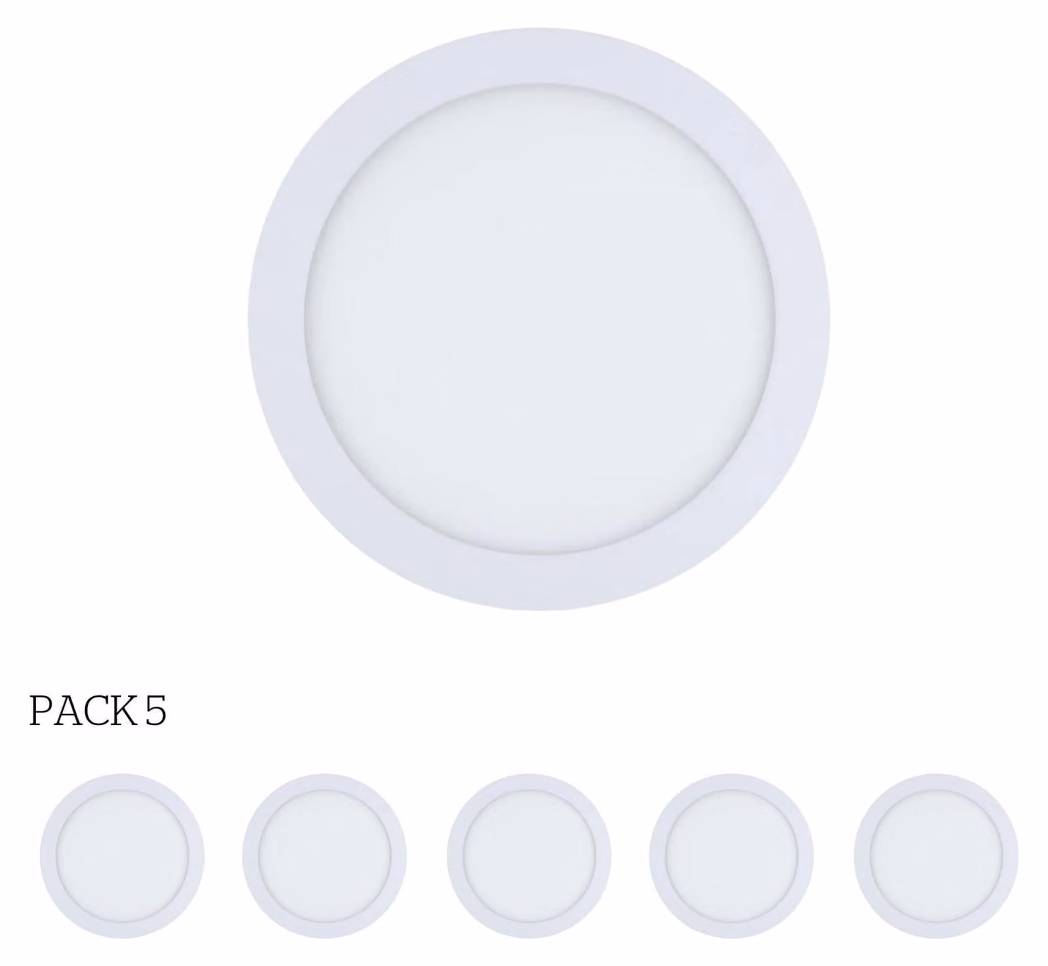 Easy Circular: 5 faretti a incasso con LED integrato da 3000K per illuminazione direzionale, con interruttore on/off, diametro 30 cm, colore bianco