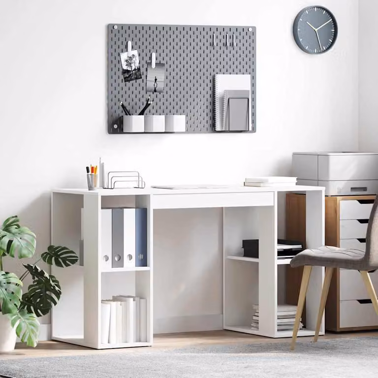 Maison Exclusive - Scrivania bianca in legno composito, dimensioni 130 x 50,5 x 75 cm