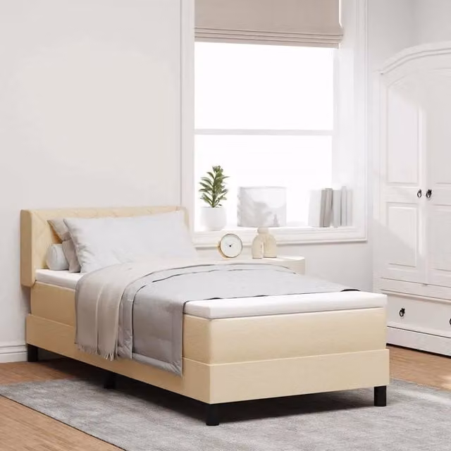 Letto a molle con cuscino vidaXL in tessuto beige L 90 x P 190 cm
