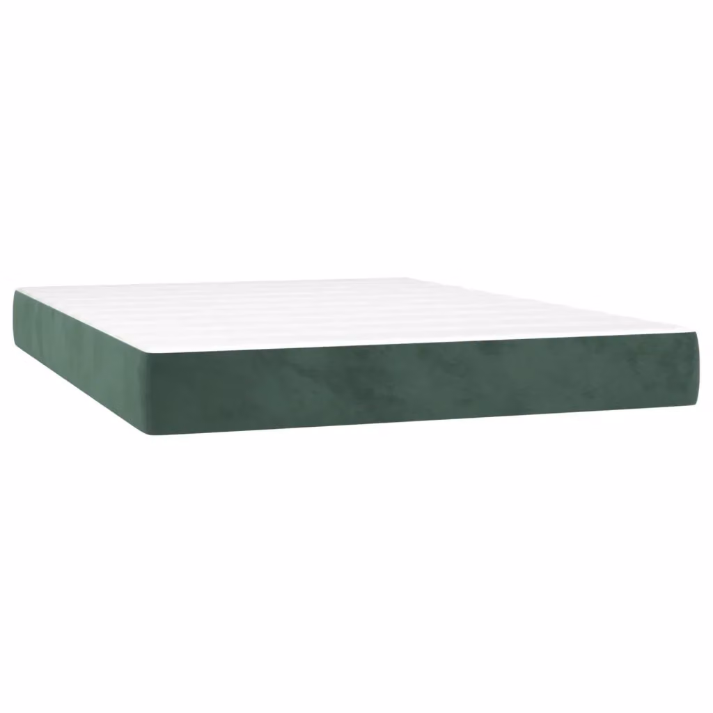 Materasso Ibrido vidaXL in Velluto Verde e Bianco, Rigidità Media H3, L 140 x P 200 x H 20 cm – 2