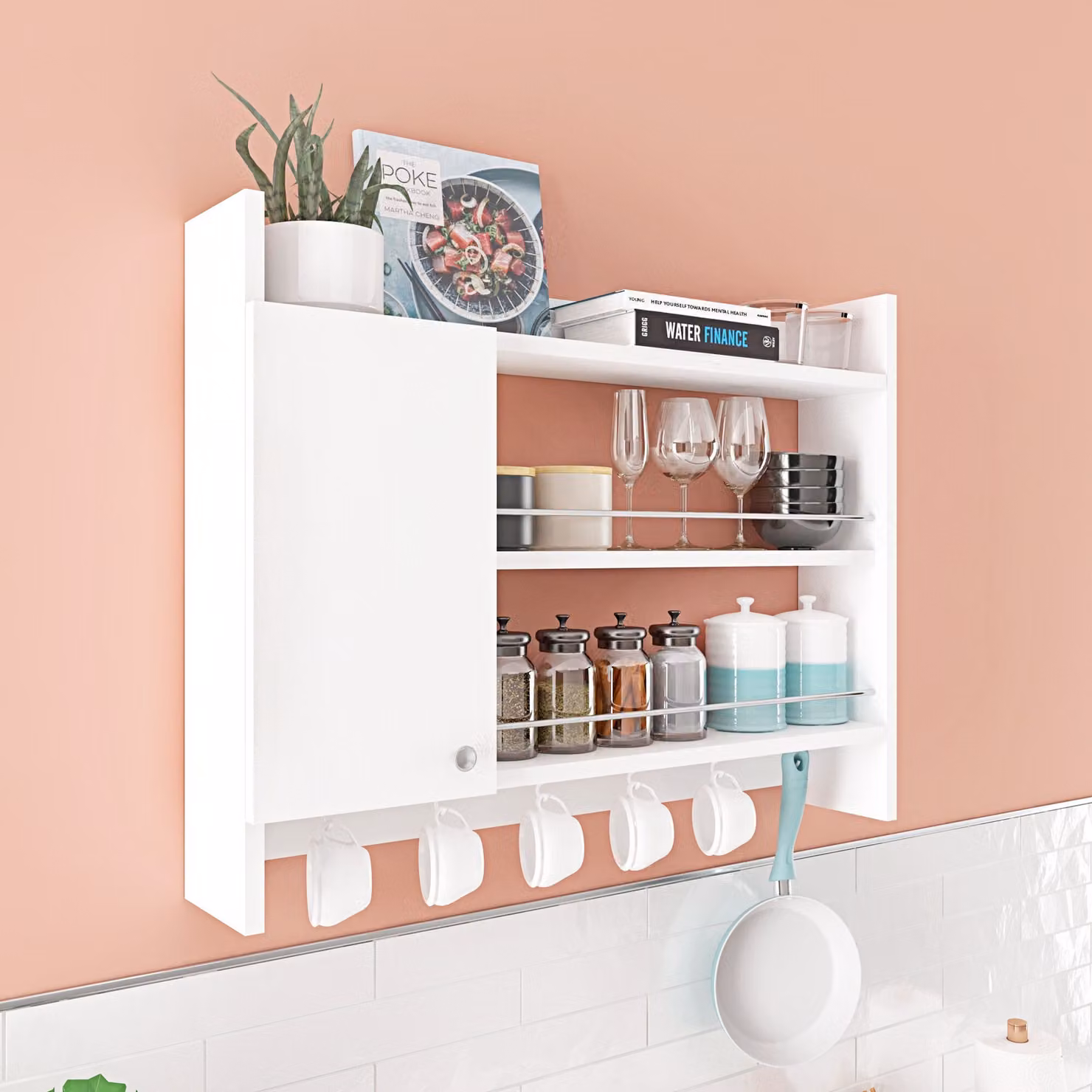 Skye Decor, Knerr - White, mensole da cucina, bianche, piano in melamina, 85 x 15 x 65 cm