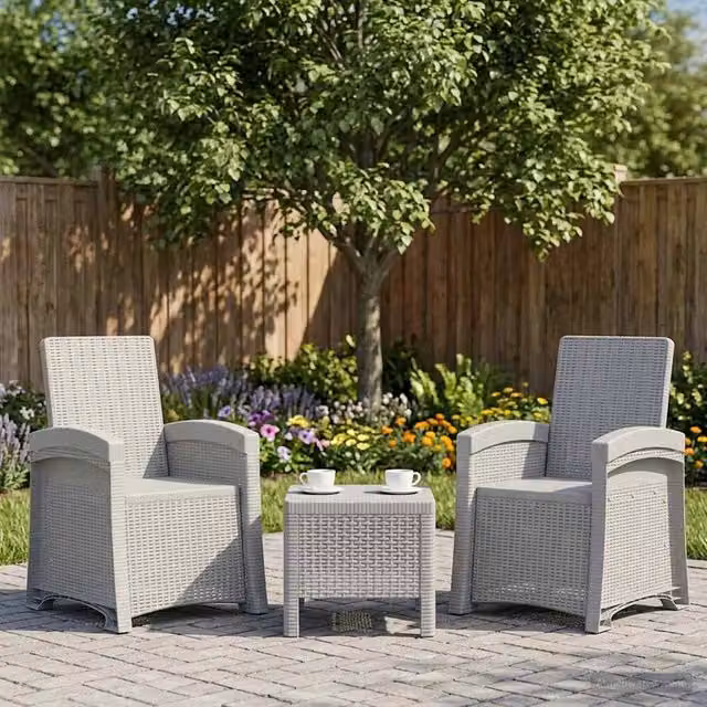 Sedia da giardino reclinabile effetto rattan 2 pz Bianco PP 8011998