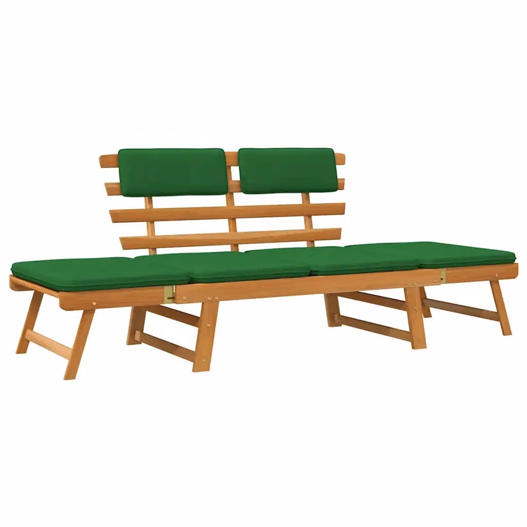 Panca da giardino vidaXL in legno di acacia oliato con cuscini verdi L: 190 cm – 2