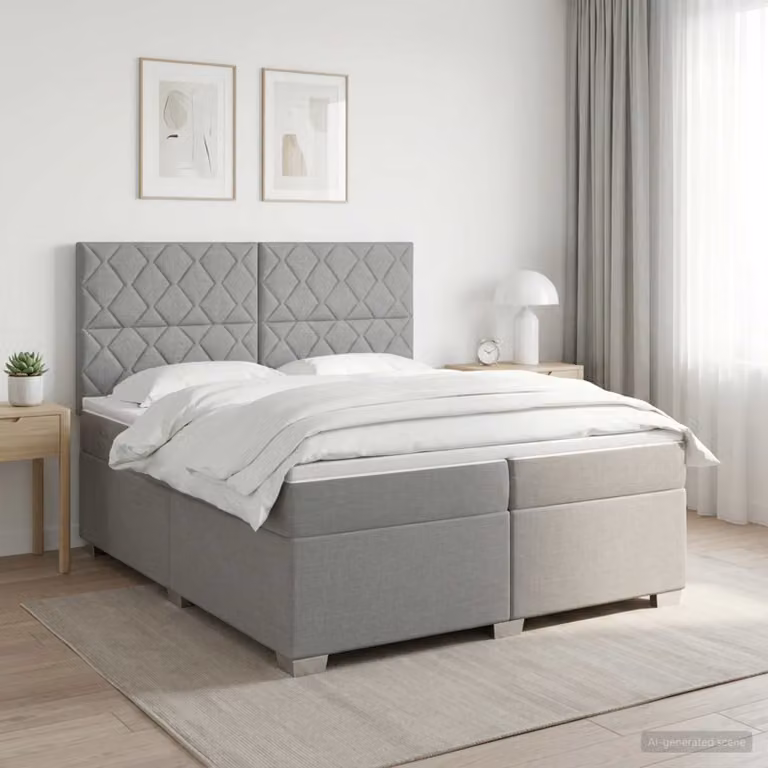 Letto box spring con materasso vidaXL Grigio Chiaro L: 200 cm, P: 200 cm, H: 128 cm
