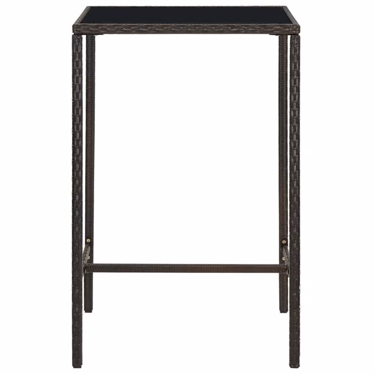 vidaXL Tavolo bar da giardino marrone 70x70x110 cm in poly rattan e vetro