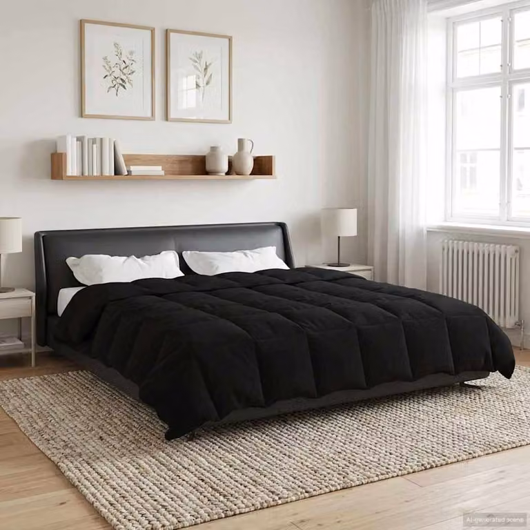 Piumino estivo traspirante e reversibile vidaXL in microfibra, Nero, L: 200 cm x P: 240 cm