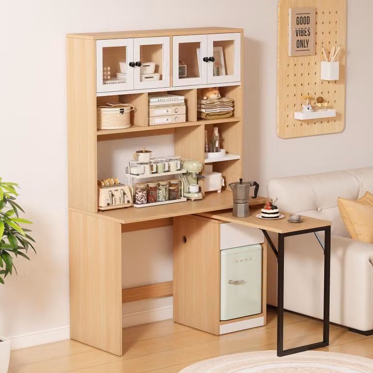 Tavolino angolare Bureau, 180 cm, bianco naturale