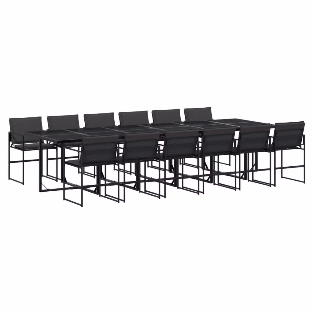 Set da Pranzo da Giardino 13 pz con Cuscini Nero in Textilene