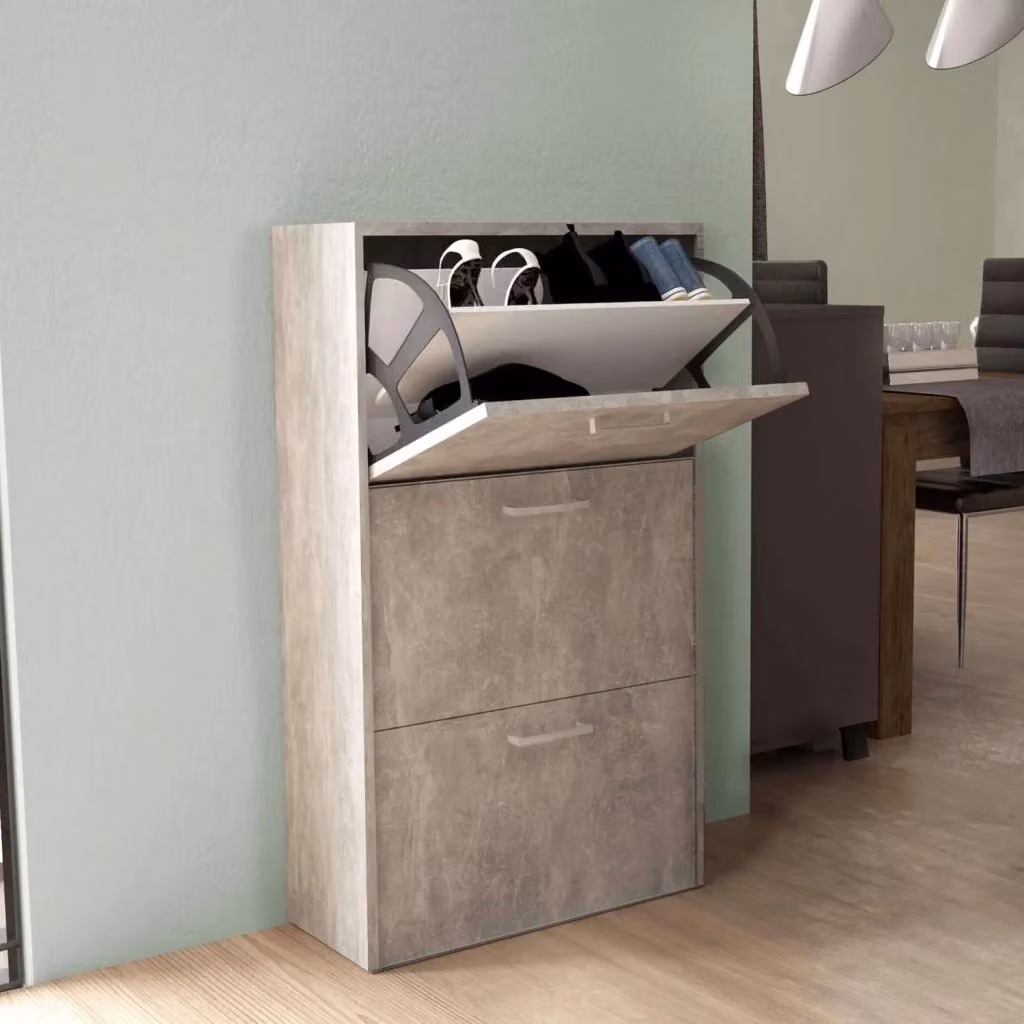Scarpiera COSMA Molly con 3 ante a ribalta in MDF Grigio opaco L: 59 cm, P: 25 cm, H: 105 cm – 2