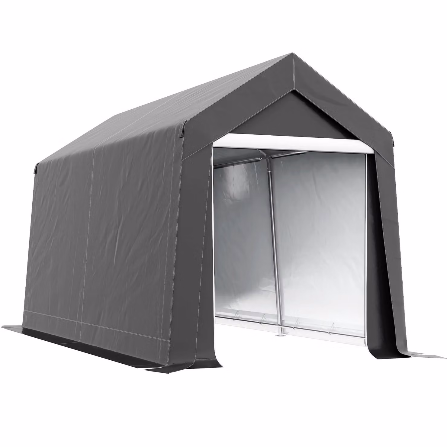 Tenda da garage Moonbite, dimensioni 210 x 360 x 235 cm, ideale per motociclette e attrezzature da giardino. Tenda da deposito con porta con cerniera, protezione UV, acciaio zincato, colore grigio scuro