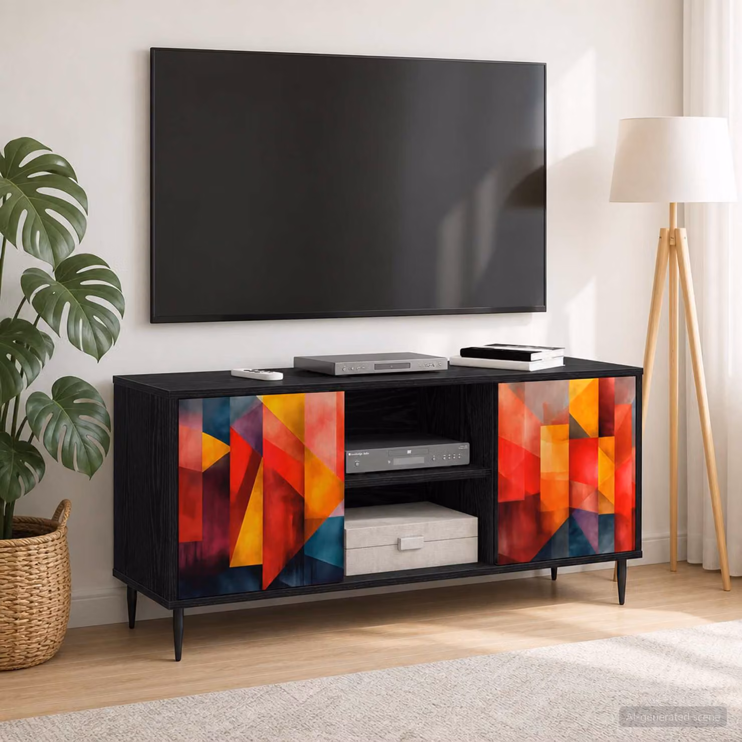 Mobile TV vidaXL HEESCH in Rovere Nero con finitura opaca L/P/H: 102 x 33 x 51 cm