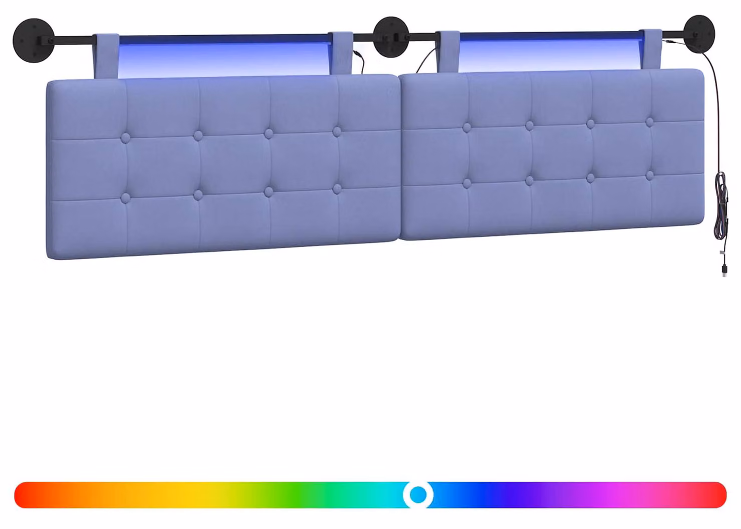 Testiera sospesa Con luce LED Blu jeans Tessuto