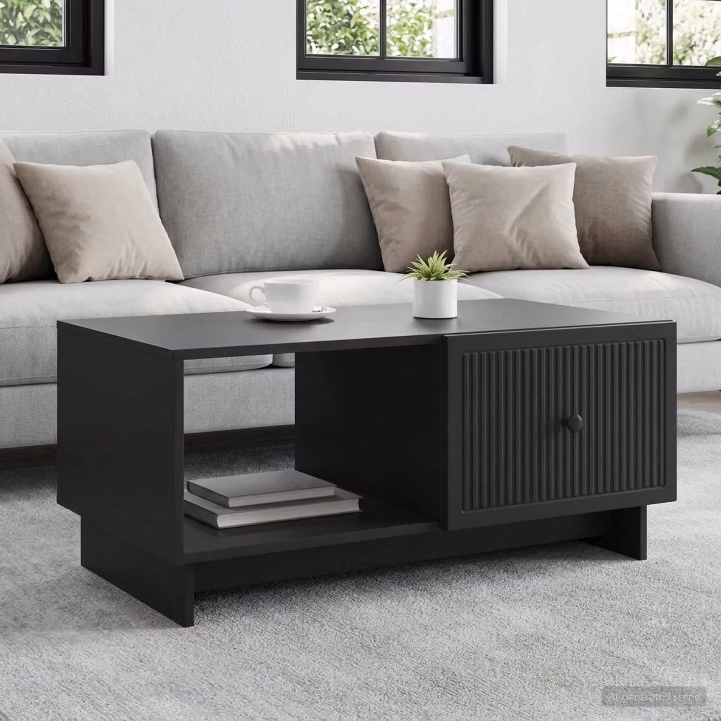 Maison Exclusive - Tavolino nero 90 x 50 x 40 cm in materiale derivato dal legno
