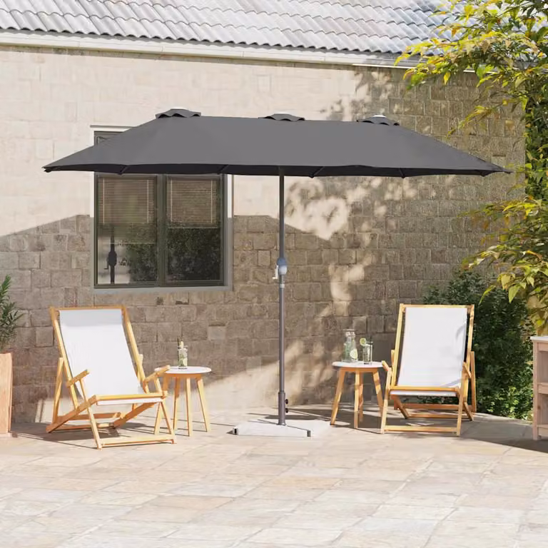 Ombrello da giardino vidaXL in poliestere e alluminio, colore antracite/grigio, L: 370 cm, P: 197 cm, H: 239 cm