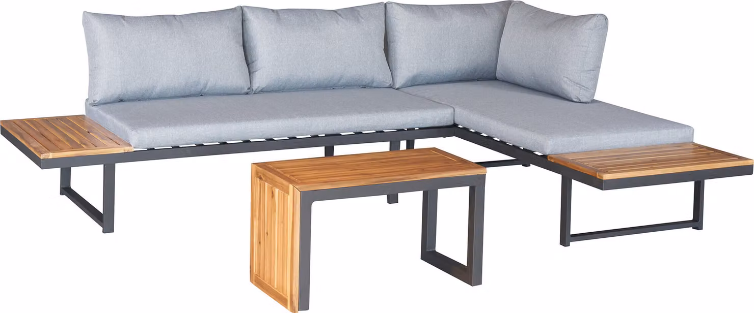 Set da giardino Nairobi Divano angolare da giardino Alluminio Acacia Antracite