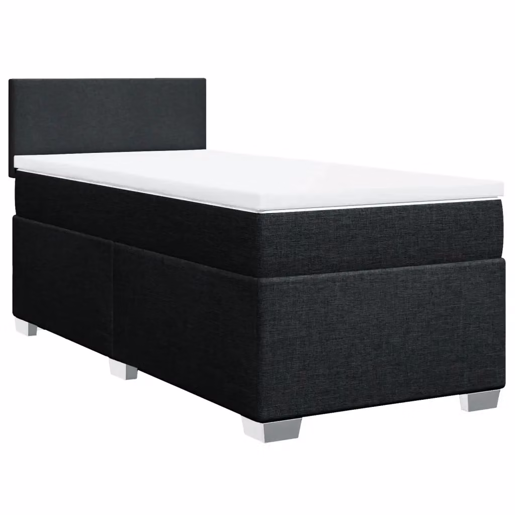Letto Ibrido vidaXL con Giroletto a Molle e Materasso in Tessuto Nero e Bianco L/P: 90 x 190 cm – 2