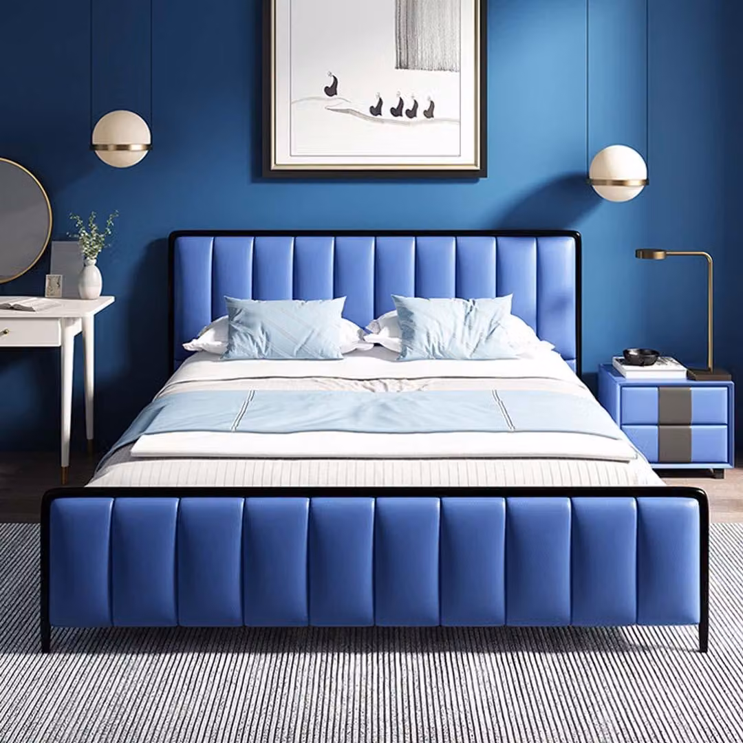 Design Doppelbett Lederbett Betten Bett Leder Polster Schlafzimmer Ehe 180x200
