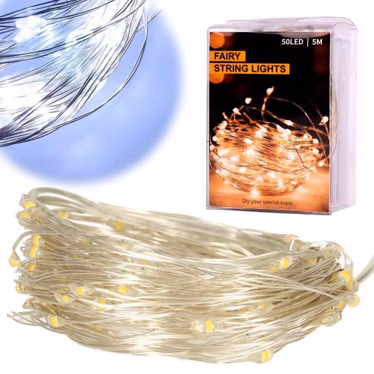 Luci a filo decorative a LED 5m 50LED bianco freddo