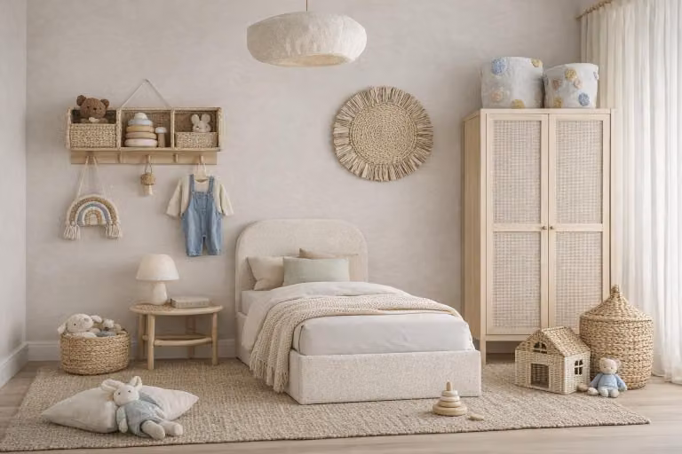 Sofello MOON, crema, rete metallica 90x200, alta qualità, letto e spazio contenitivo – collezione per bambini