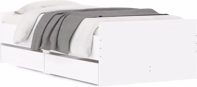 Letto singolo | Letto per adulti | Giroletto con Cassetti Bianco 90x200 cm