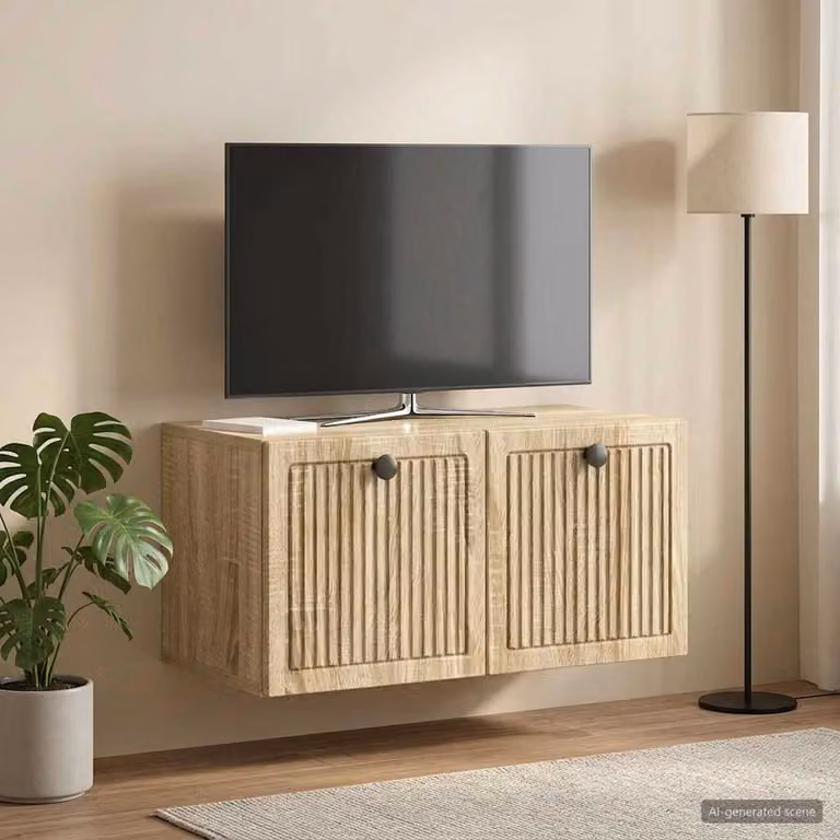 vidaXL Mobile Porta TV da Muro Moderno in Rovere Sonoma, L 59,5 cm x P 31 cm x H 30 cm