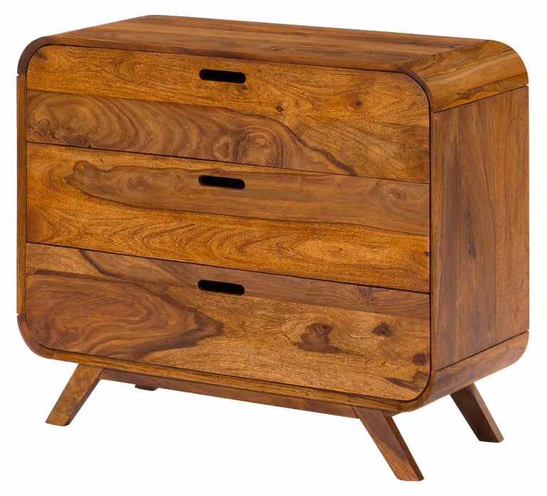 MASSIVMOEBEL24 | Comò in legno di sheesham 90x40x75 laccato marrone chiaro MAILAND #103