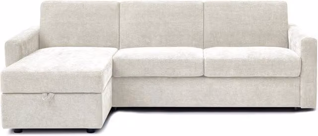 Divano letto angolare reversibile Celia Habitat in tessuto beige con struttura in legno e metallo, 3 posti, con funzione letto 120 x 190 cm