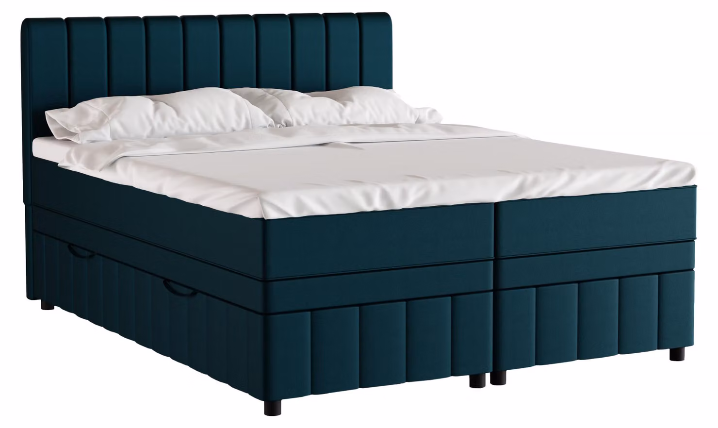 Letto matrimoniale boxspring 160x200, turchese scuro, AVALON, con contenitori, con materasso, con topper, Panda Möbel