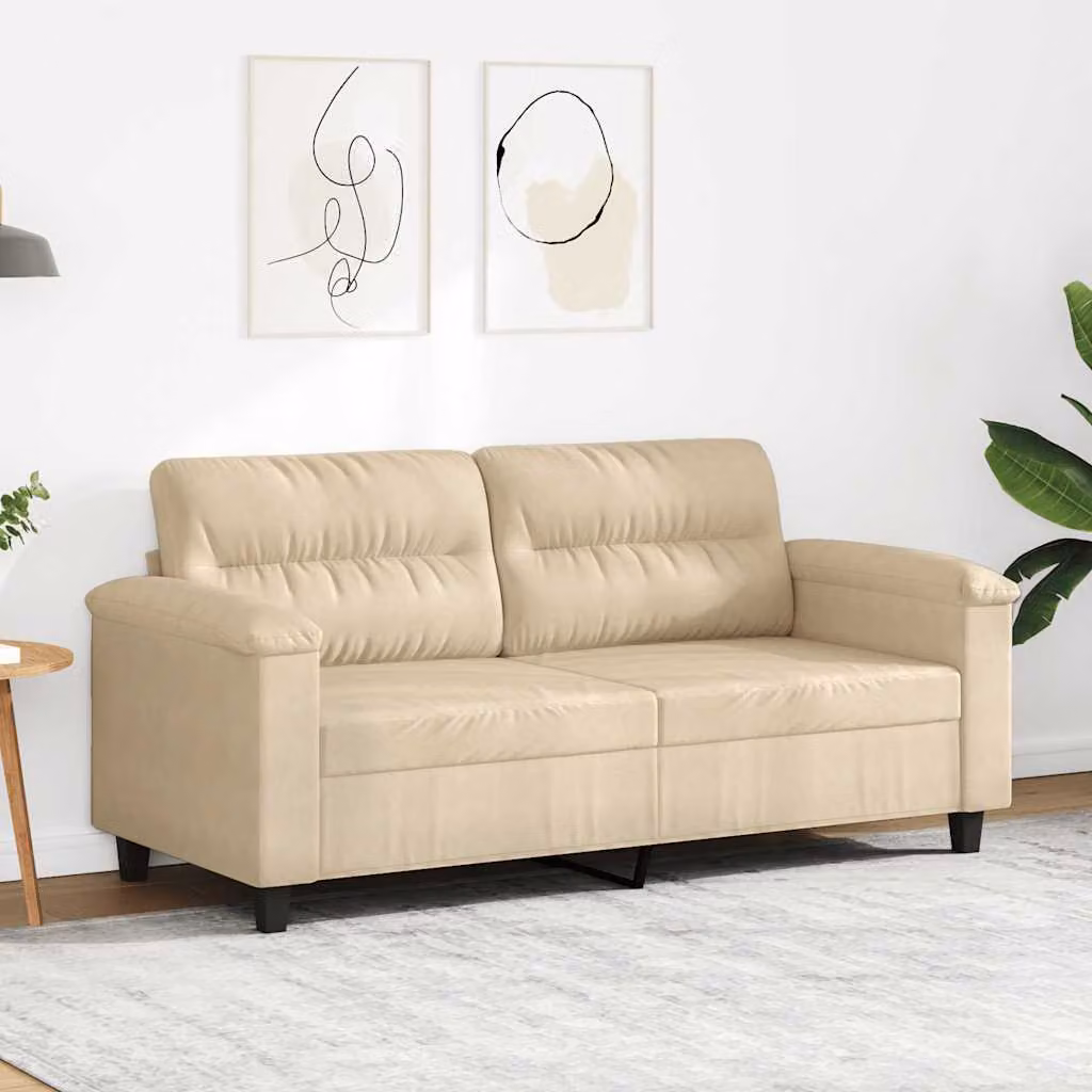 Divano a 2 posti moderno vidaXL in microfibra beige con struttura in metallo per il tuo soggiorno
