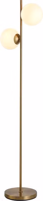 Lampada da terra HOMCOM con 2 luci e paralumi a sfera in vetro e metallo, colore oro, Altezza: 165 cm, Diametro: 28 cm