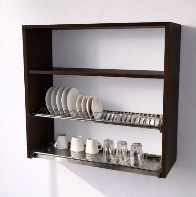 Pensile Scolapiatti Calandrelli Moderno in Legno Marrone Wengè H 90 x L 90 x P 33 cm