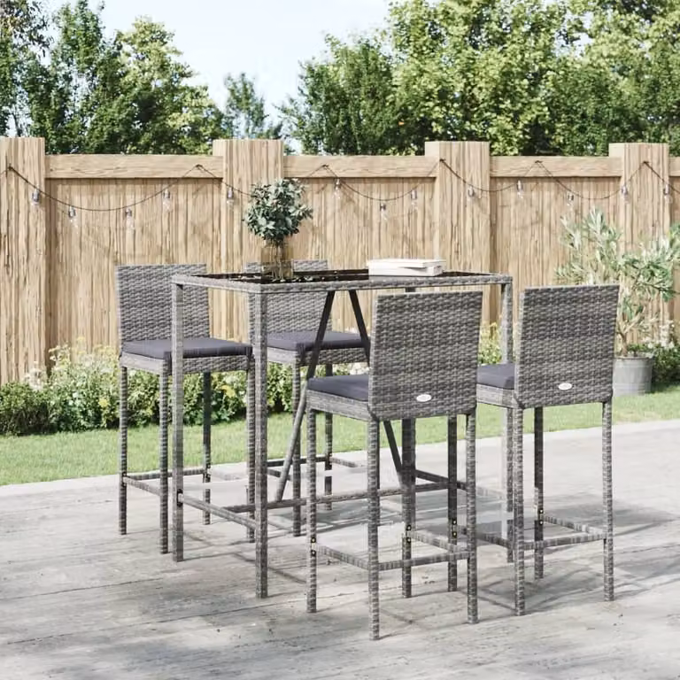 Maison Exclusive - Set Bar da Giardino 5 pz con Cuscini in Polyrattan Grigio