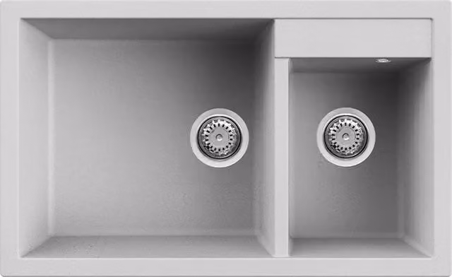 Lavello Elleci Incasso 2 vasche 81,5x50 Quadra 440 Metaltek Grigio Aluminium LMQ44079