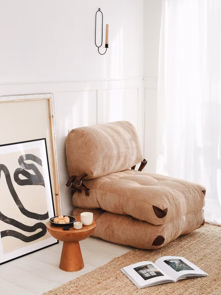 Hanah Home, Fold Kadife - Camel, Divani letto, Divano letto a 1 posto, Cammello, Velluto, 80 x 70 x 60 x cm