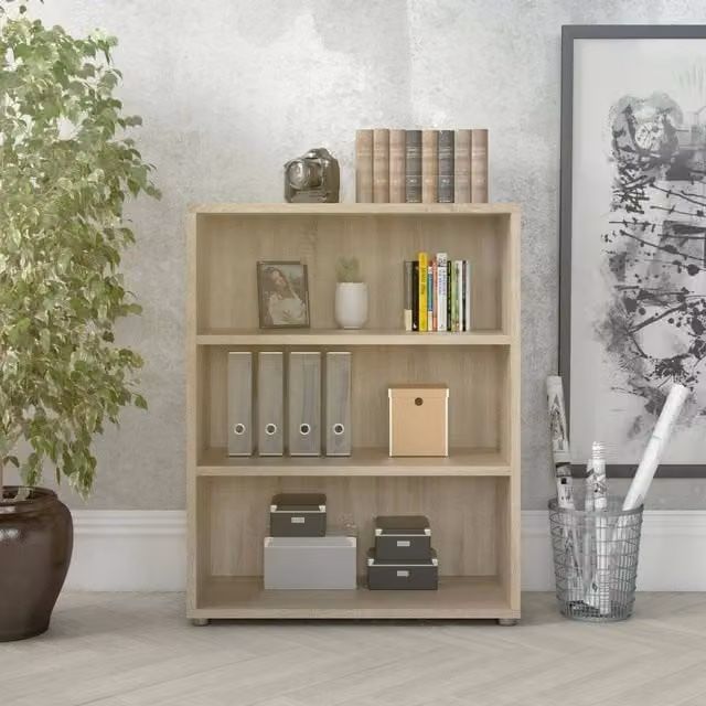 Libreria Aziza, Scaffale da ufficio, Mobile portalibri, Biblioteca, 89x40 h113 cm, Quercia