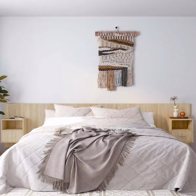 Testiera Letto con Comodini Integrati VIDAXL in Legno Multistrato Rovere Sonoma, L: 240 x P: 80 x H: 80 cm