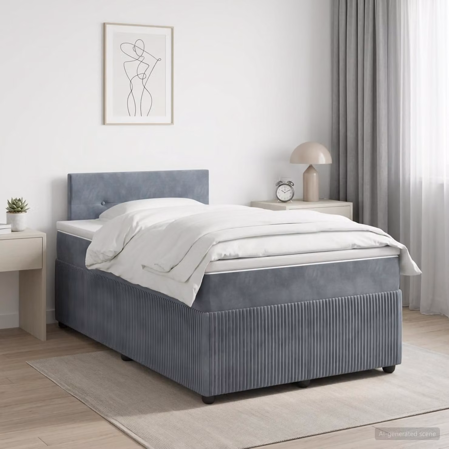 Maison Exclusive - Letto boxspring con materasso grigio scuro 120 x 190 cm in velluto