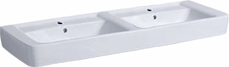 Geberit Renova Plan, lavabo double, 130x48 cm, 1 trou pour robinet, avec trop-plein, 501710, 501.710.00.1, 501.710.00.1