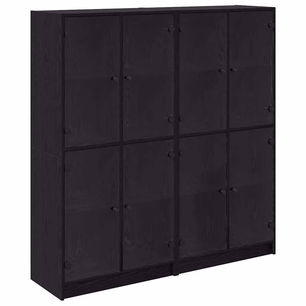 Set di 2 credenze moderne vidaXL in legno e metallo, colore nero, L 68 cm x P 37 cm x H 142 cm – 2