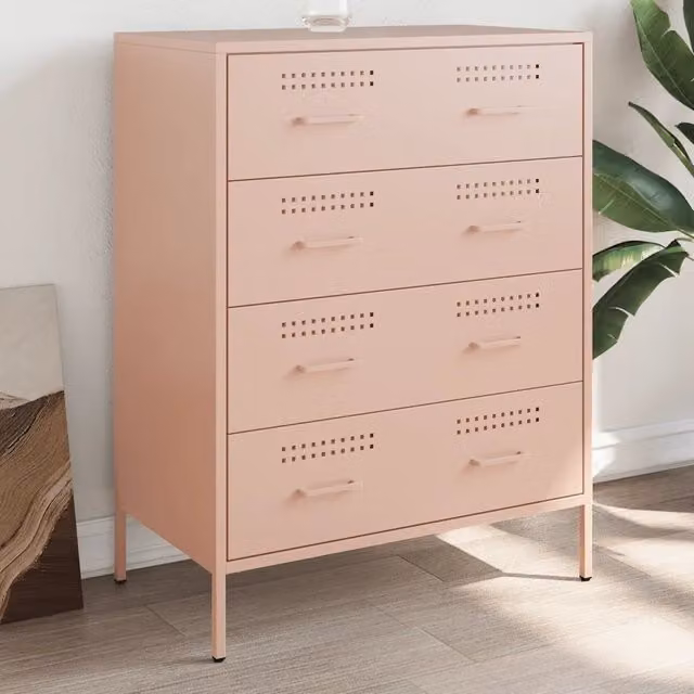 Credenza in metallo rosa stile industrial vidaXL L: 68 cm, P: 39 cm, H: 89 cm