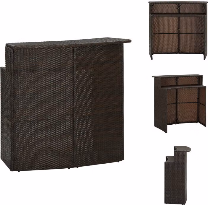 vidaXL Tavolo bar da giardino marrone 120x55x110 cm in poly rattan - Tavoli da giardino