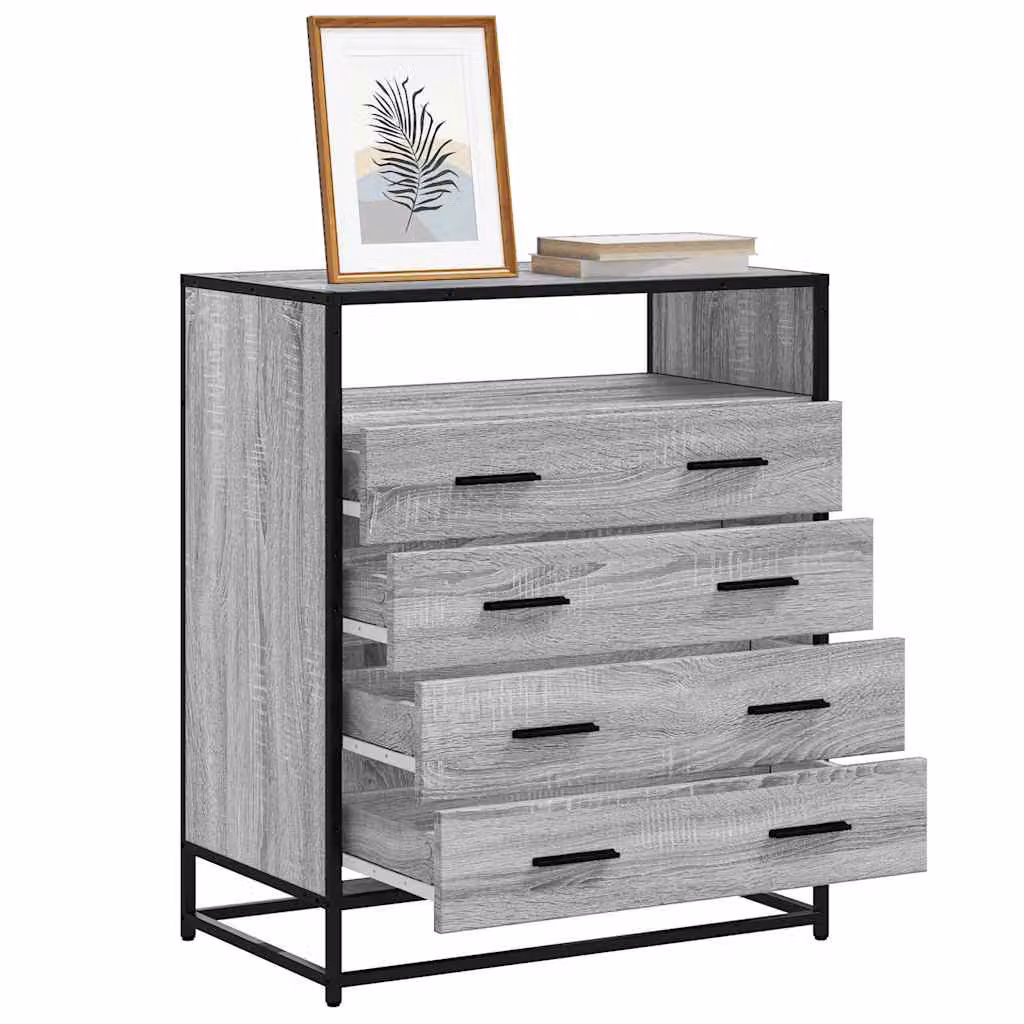 Cassettiera vidaXL in stile industriale Grigio, L 70 cm x P 41 cm x H 83,5 cm, in legno e metallo