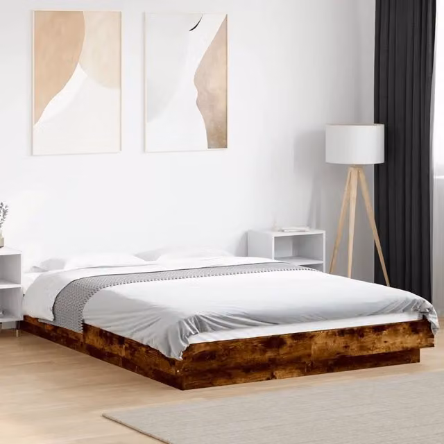 Giroletto con Luci LED Rovere Fumo 120x200 cm Legno Multistrato 3281109